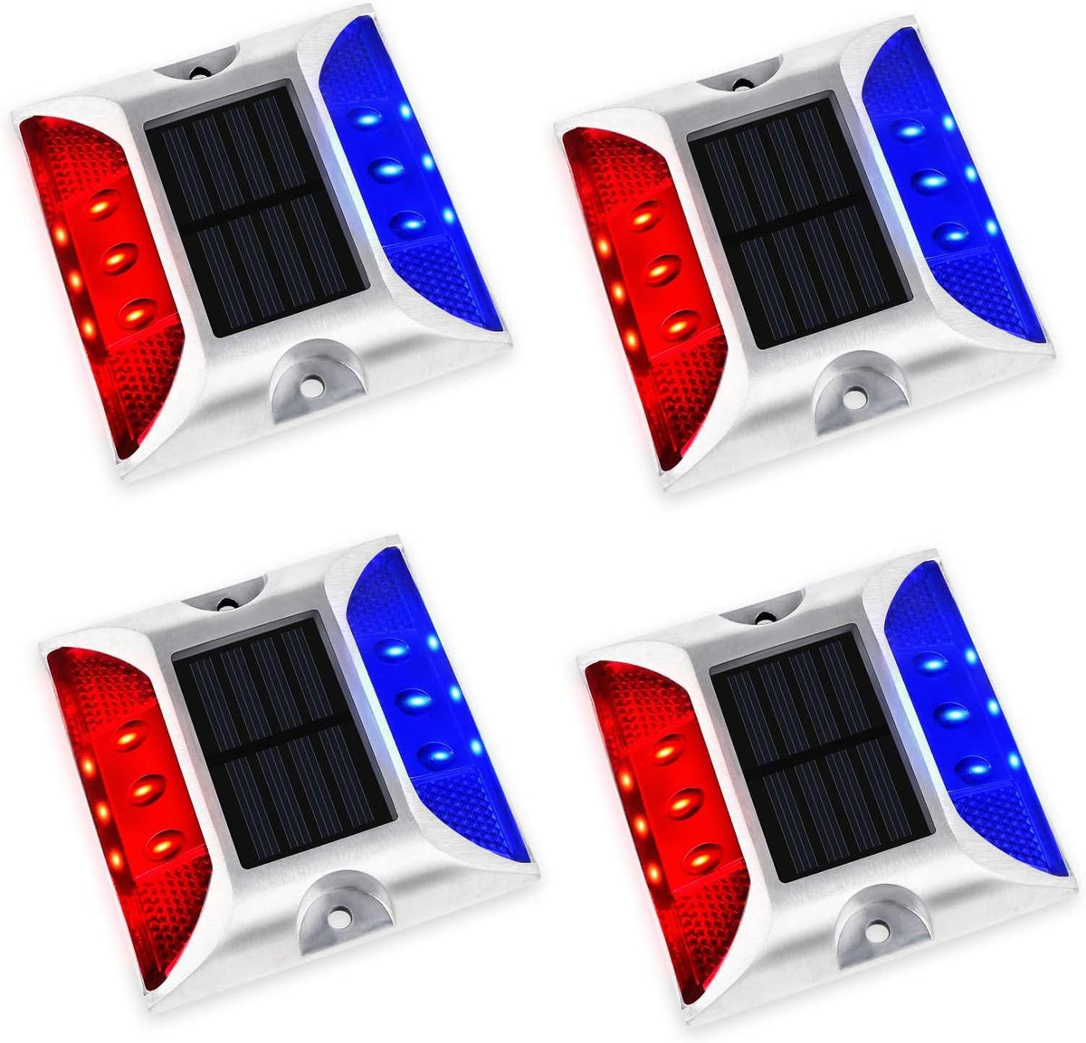 Aolyty Solar Driveway Lights Outdoor, Bright Solar Dock Lights, LED Warning Lights Reflective Road Marker Steady Light IP65 Waterproof for Deck Sidewalk Stair Step Pathway (Yellow & Red, 2 Pack)