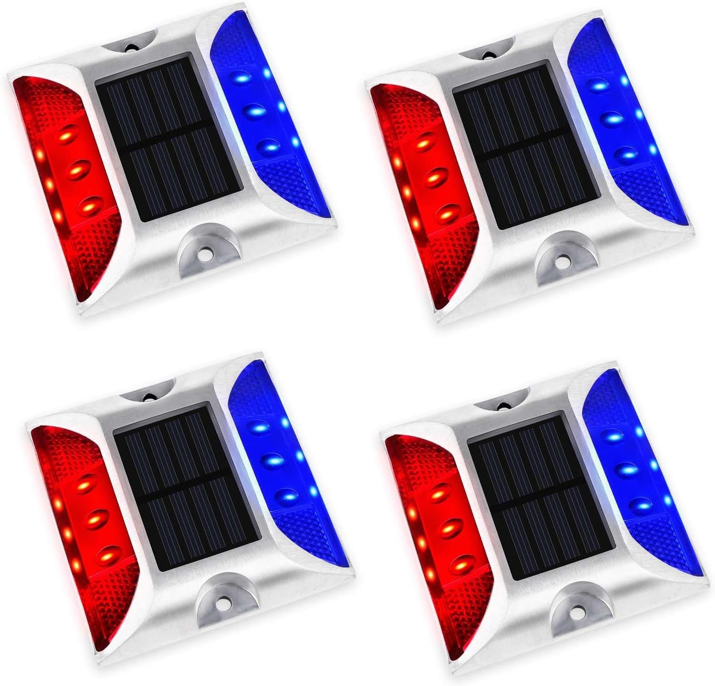 Aolyty Solar Driveway Lights Outdoor, Bright Solar Dock Lights, LED Warning Lights Reflective Road Marker Steady Light IP65 Waterproof for Deck Sidewalk Stair Step Pathway (Yellow & Red, 2 Pack)