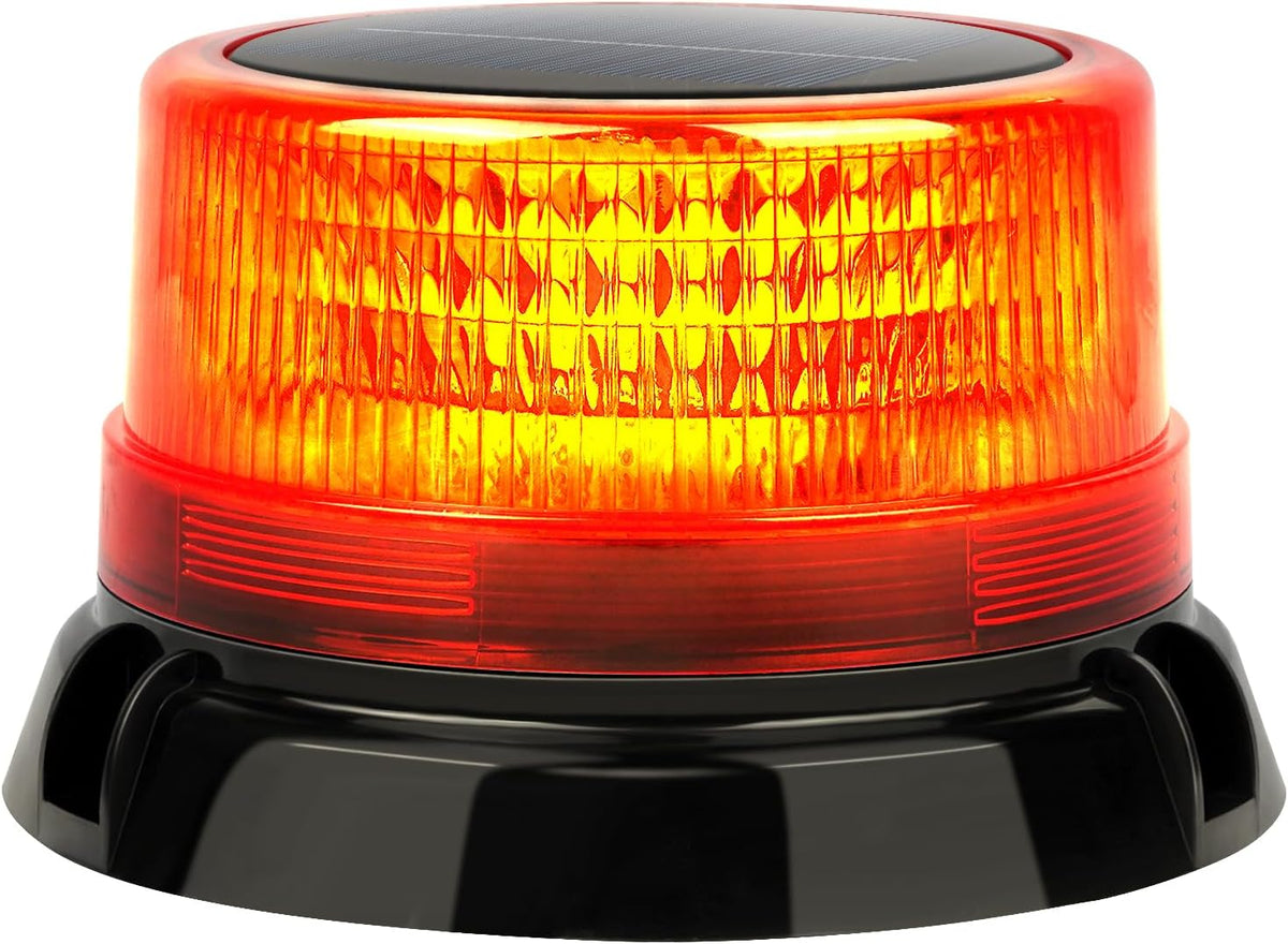 Aolyty Solar Strobe Warning Light, 360 Degree Rotating and Strobe Mode, Solar Safety Flash Light Waterproof, Strong Magnetic Base for Construction Site, Road Construction, Vehicle, Deck (Blue)