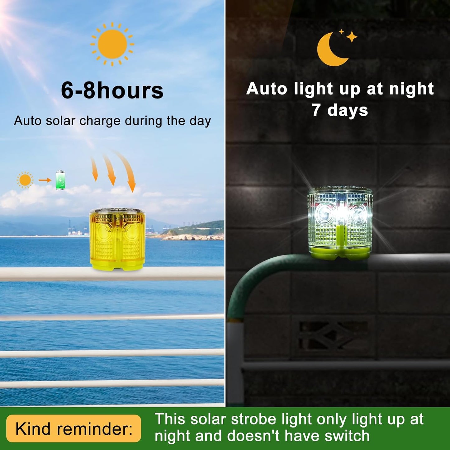 Aolyty Solar Strobe Warning Light Strong Magnetic Base Flashing Super Bright 360 Degree Automatically Turn On Waterproof for Construction Traffic Factory