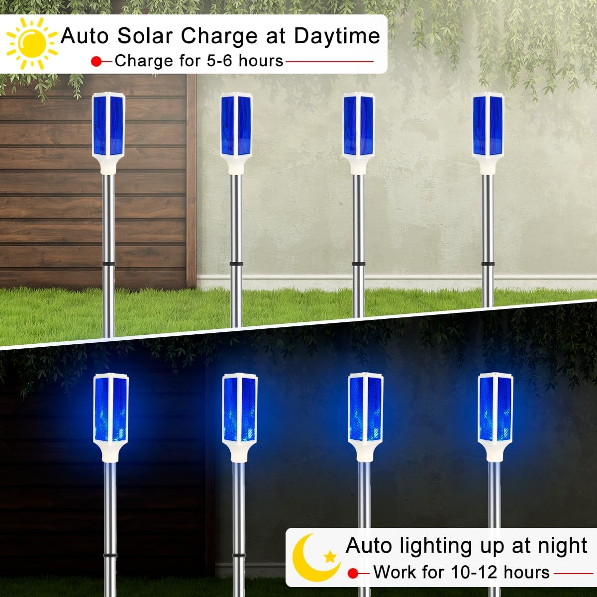 Aolyty Solar Lights Outdoor, Waterproof Driveway Markers Reflective, Warning Flash Light with 2 Lighting Modes, LED Solar Light 4 Pack for Parking Lots, Yard, Sidewalk, Stop Sign, 30 Inches