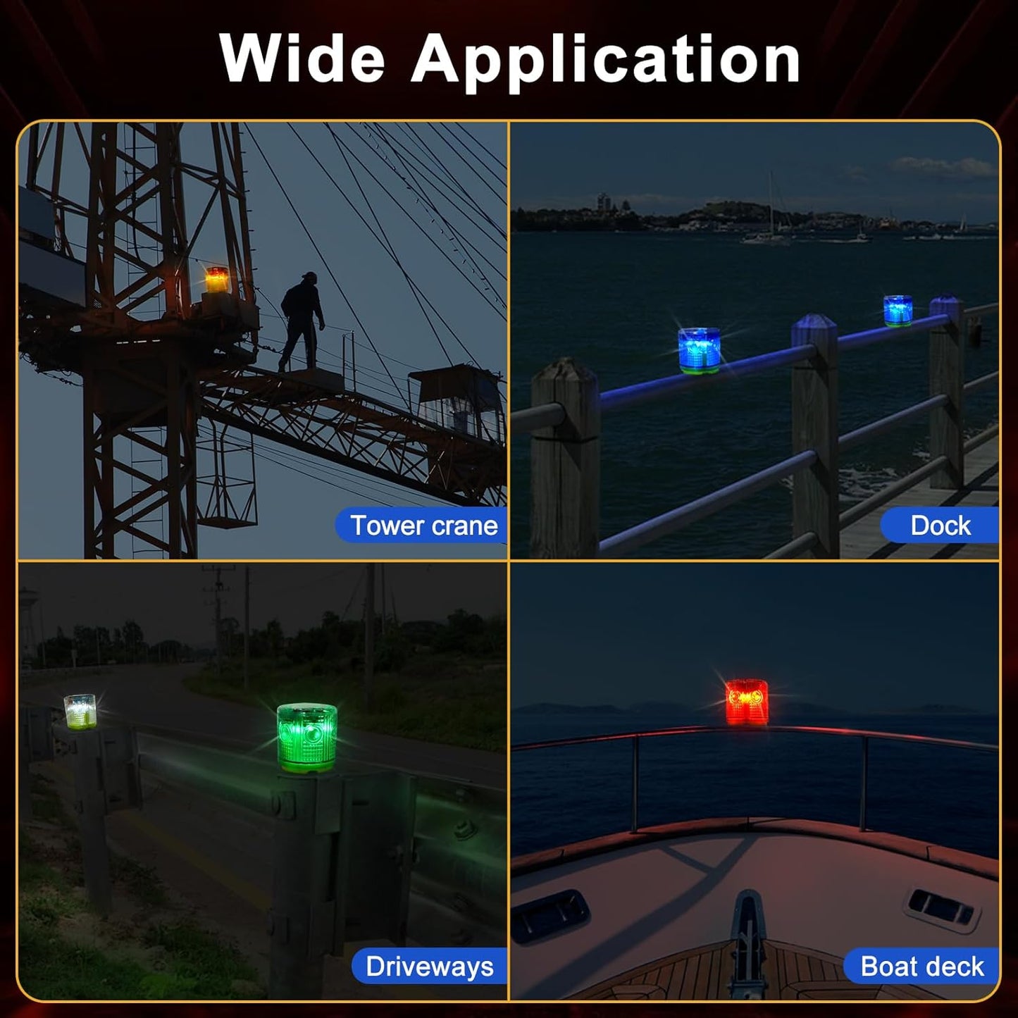 Aolyty Solar Strobe Warning Light Strong Magnetic Base Flashing Super Bright 360 Degree Automatically Turn On Waterproof for Construction Traffic Factory