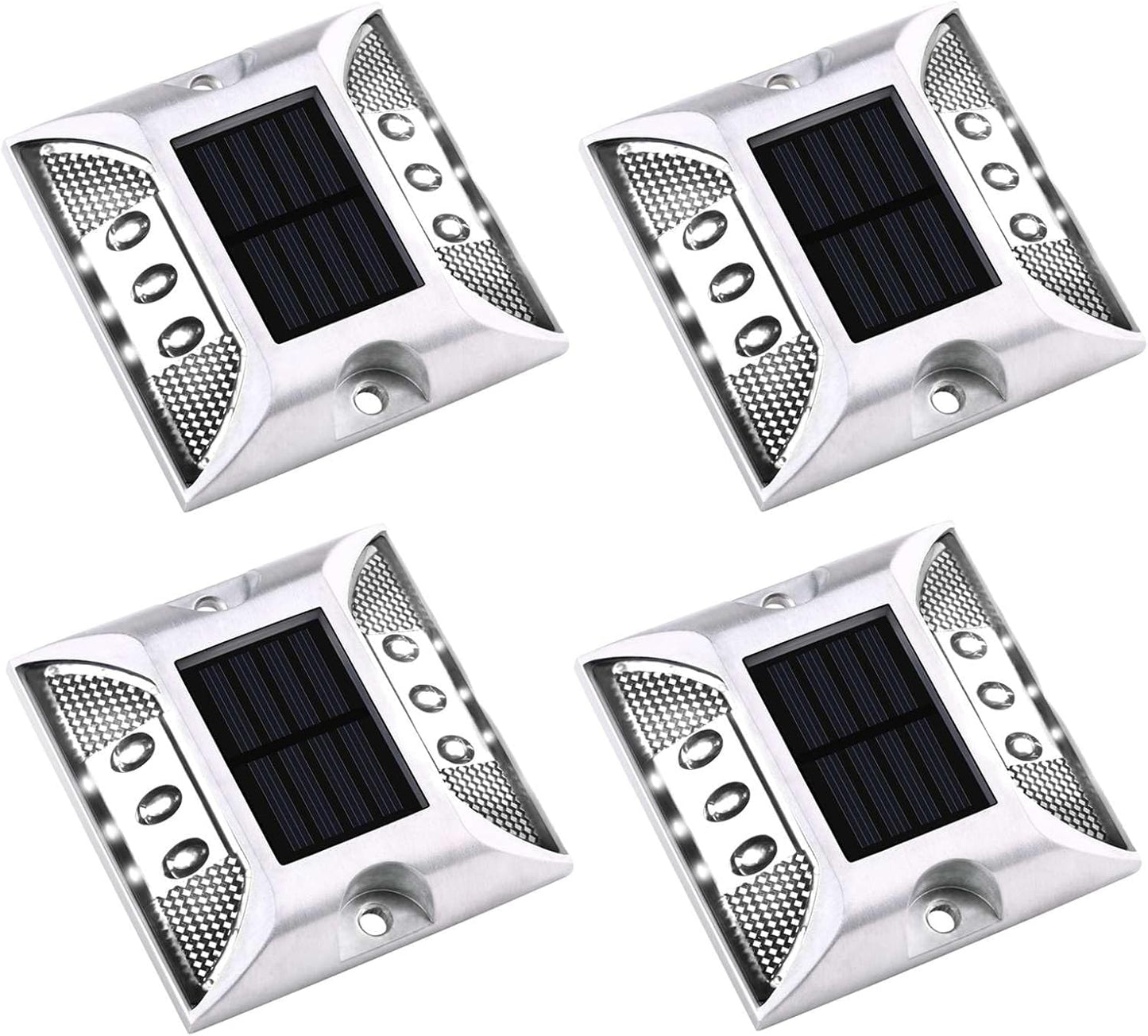 Aolyty Solar Driveway Dock Lights, IP68 Waterproof Solar Deck Lights Outdoor Warning Step Lights Reflective Road Marker for Sidewalk Stair Garden Pathway Walkway (4 Pack, Yellow)