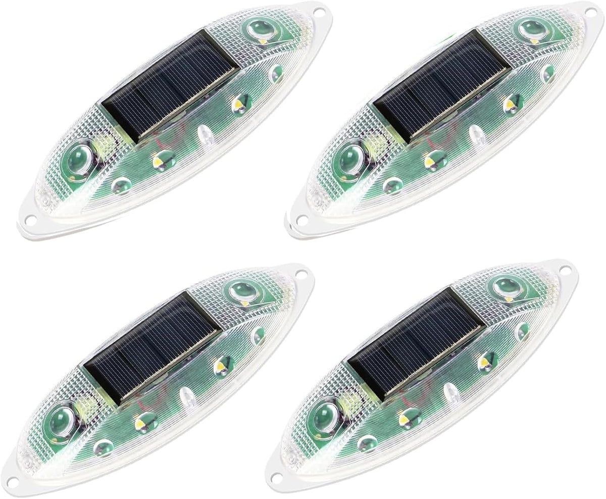 Aolyty Solar Strobe Warning Light Outdoor, Bright Solar Safety Flashing Light 4 Pack Road Signs IP54 Waterproof for Construction Site, Traffic, Dock, Marine, Stop Sign (Red)