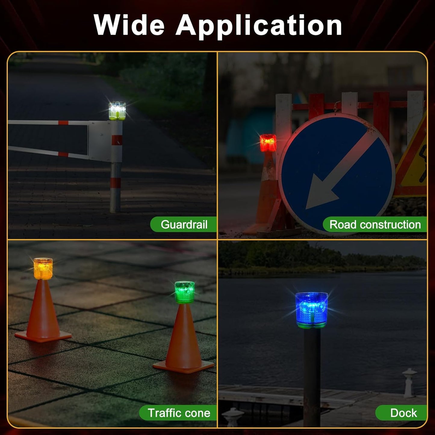 Aolyty Solar Strobe Warning Light 360 Degree Single Column Super Bright Waterproof IP54 for Construction Traffic Dock Marine Light Control Flashing (Red)