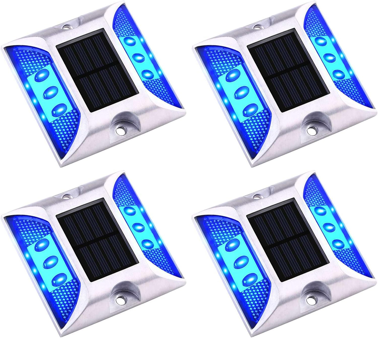 Aolyty Solar Driveway Dock Lights, IP68 Waterproof Solar Deck Lights Outdoor Warning Step Lights Reflective Road Marker for Sidewalk Stair Garden Pathway Walkway (4 Pack, Yellow)