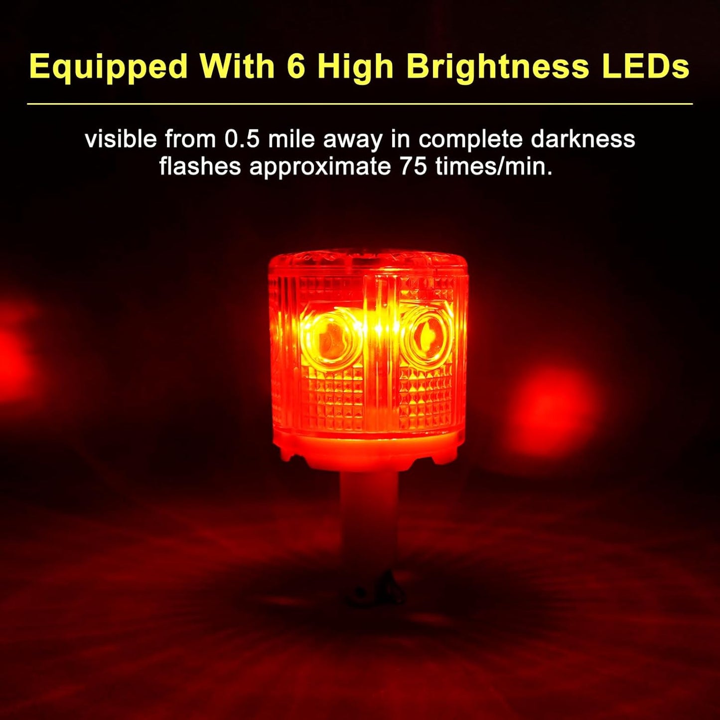 Aolyty Solar Strobe Warning Light 360 Degree Single Column Super Bright Waterproof IP54 for Construction Traffic Dock Marine Light Control Flashing (Red)