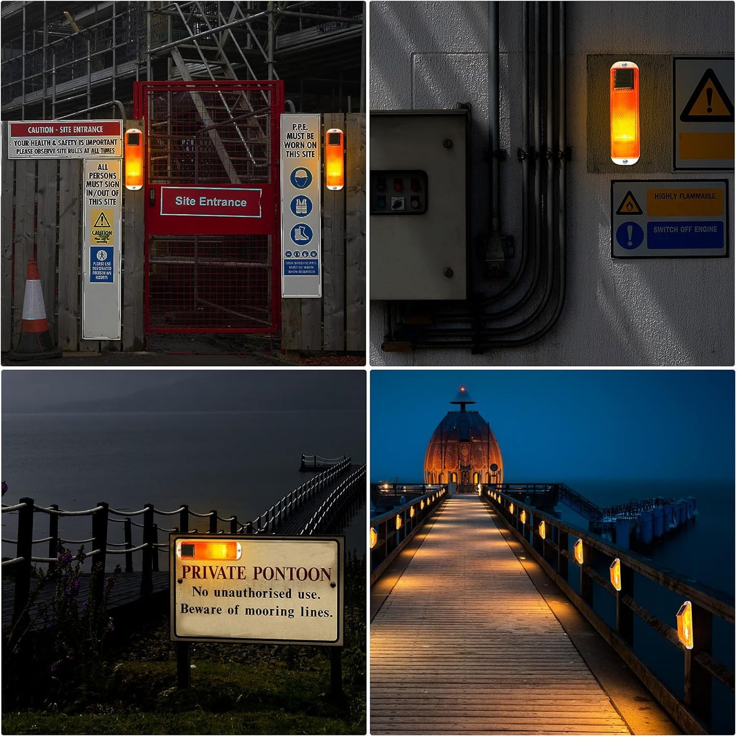 Aolyty Solar Strobe Warning Light LED Warning Lamp 4-Pack Super Bright IP54 Waterproof Light Control Flashing Beacon Barricade Construction Safety Road Signs Flash Traffic Lights (Yellow)