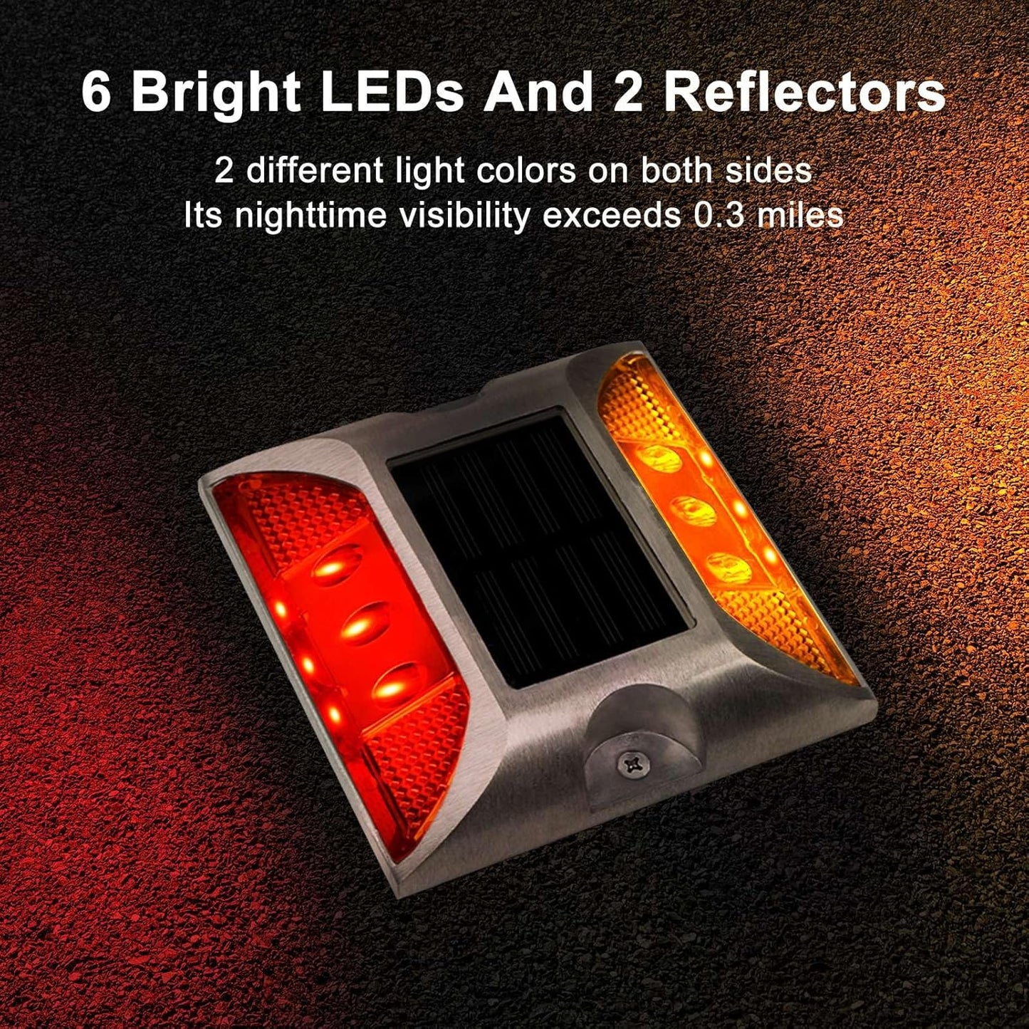 Aolyty Solar Driveway Lights Outdoor, Bright Solar Dock Lights, LED Warning Lights Reflective Road Marker Steady Light IP65 Waterproof for Deck Sidewalk Stair Step Pathway (Yellow & Red, 2 Pack)