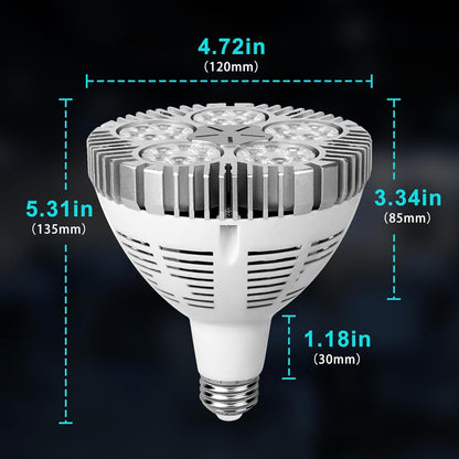 Aolyty 45w (85W Equivalent) PAR38 LED Bulb Natural White 4000K 3500lm E26 Base 35 Degree Beam Angle Track Spotlight with Fan AC 120v (Natural White)